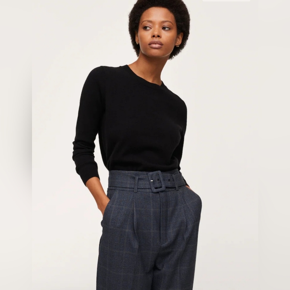 Mango Belt high-waist trousers - Plaid - Picture 4 of 12